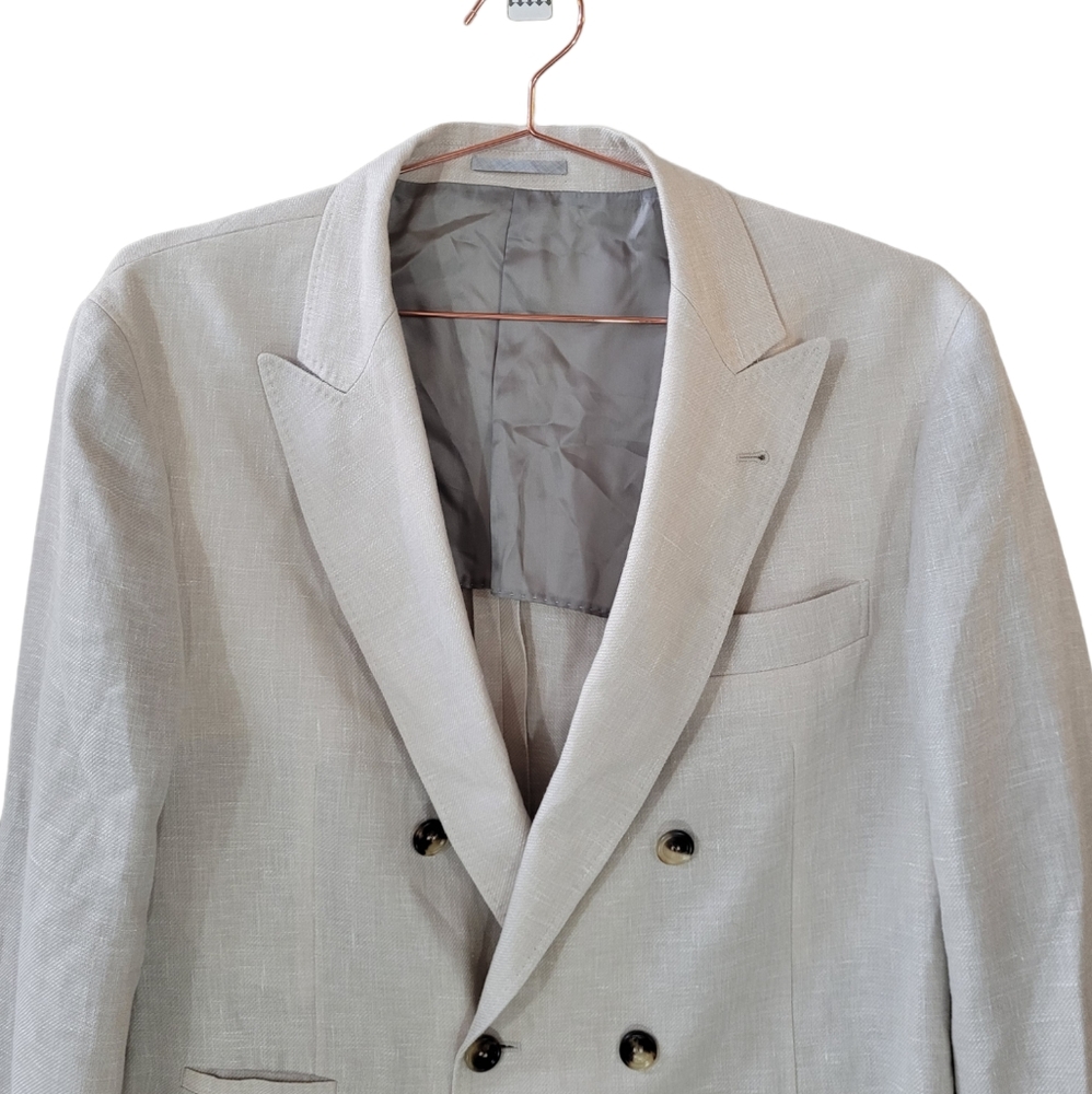 BRUNELLO CUCINELLI Light Beige Linen Wool Silk Blend Sport Jacket Sz IT 50 US 40 - Picture 2 of 16
